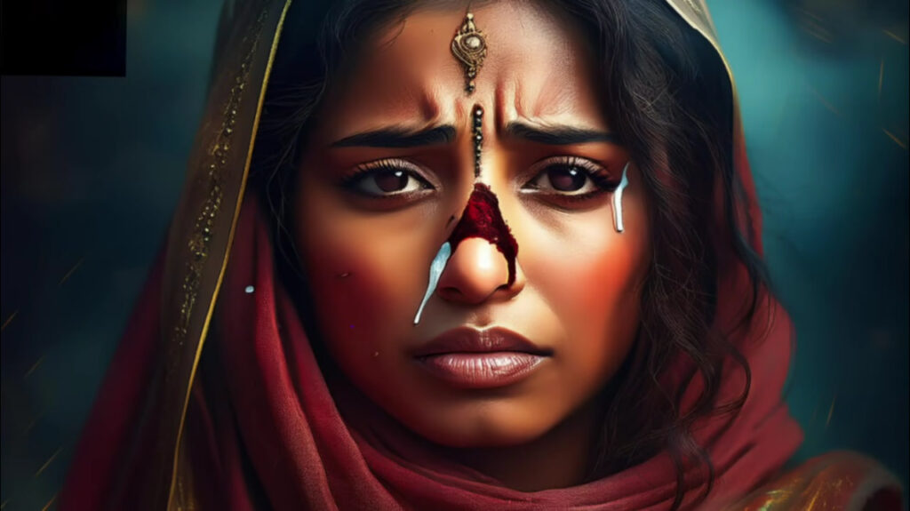 a cut on woman nose